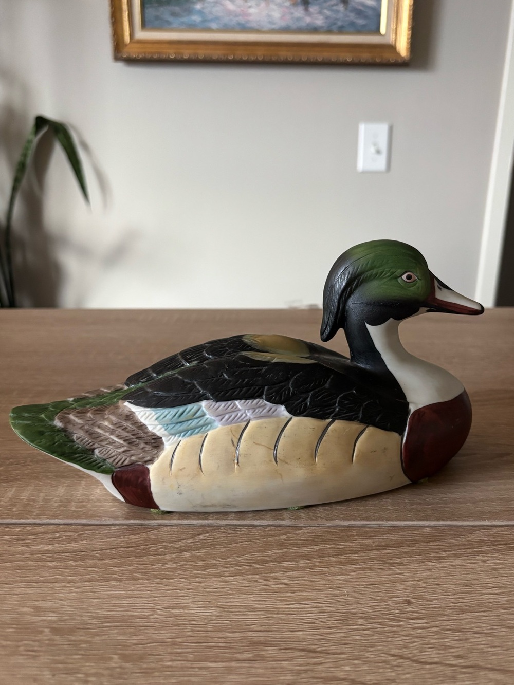 Vintage Ceramic Hand-painted Wood Duck
